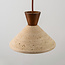 Japandi pendant light made of travertine (natural stone) and wood - Mara