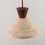 2-light Japandi pendant light Mara - travertine (natural stone) and wood