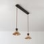 2-light Japandi pendant light Mara - travertine (natural stone) and wood