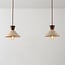 2-light Japandi pendant light Mara - travertine (natural stone) and wood