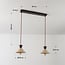 2-light Japandi pendant light Mara - travertine (natural stone) and wood
