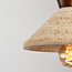 3-light Japandi pendant light Mara made of travertine (natural stone) and wood