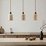 3-light Japandi pendant light Voro made of travertine (natural stone) and wood