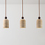 3-light Japandi pendant light Voro made of travertine (natural stone) and wood