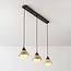 3-light pendant light Vado made of travertine (natural stone), wood and glass