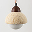 Japandi Vado pendant light made of travertine (natural stone), wood and glass, 3-light