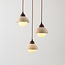 Japandi Vado pendant light made of travertine (natural stone), wood and glass, 3-light