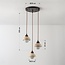Japandi Vado pendant light made of travertine (natural stone), wood and glass, 3-light