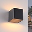 Modern Timber wall light in dark grey with wood effect - up & downlight