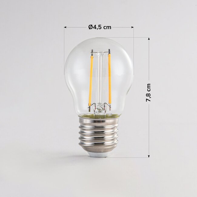 2.5W & 4,5W filament lamp, 2700K, clear glass Ø45 - dimmable