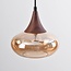 Pendant lamp with Amber glass and dark wood effect, 6-light - Loic