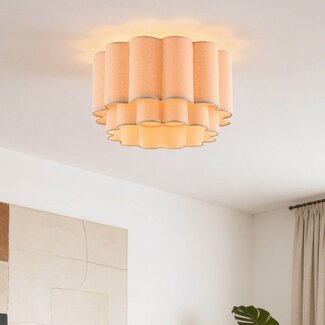 Ceiling light Hora with double-layer linen shade - beige