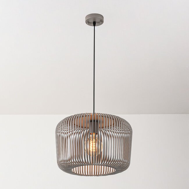 Pendant light Viro in light grey metal – Ø38 cm