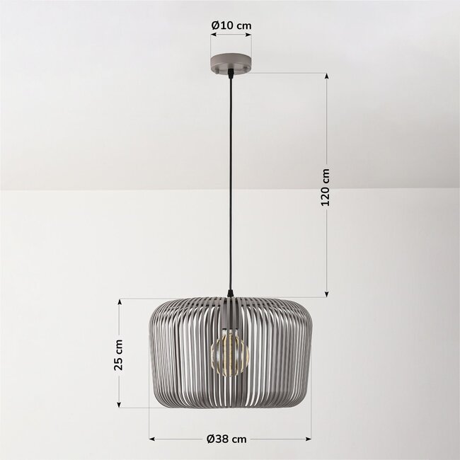 Pendant light Viro in light grey metal – Ø38 cm