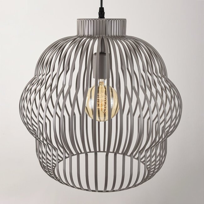 Pendant lamp Kavo in light grey metal Ø40 cm