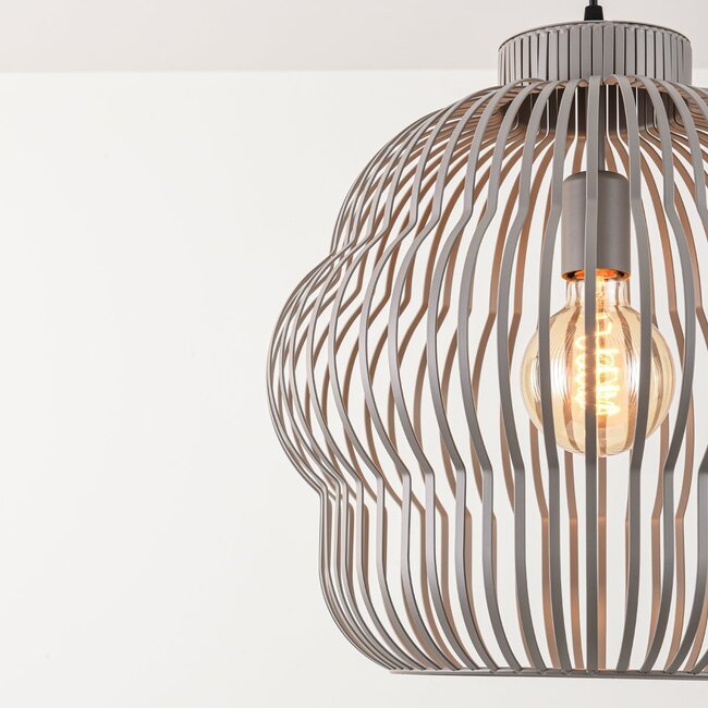 Pendant light Kavo in light grey metal – Ø40 cm