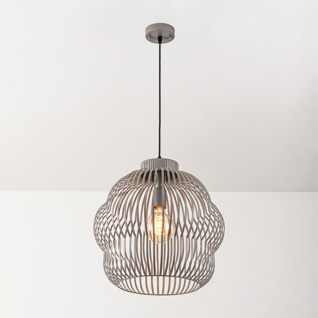 Pendant light Kavo in light grey metal – Ø40 cm