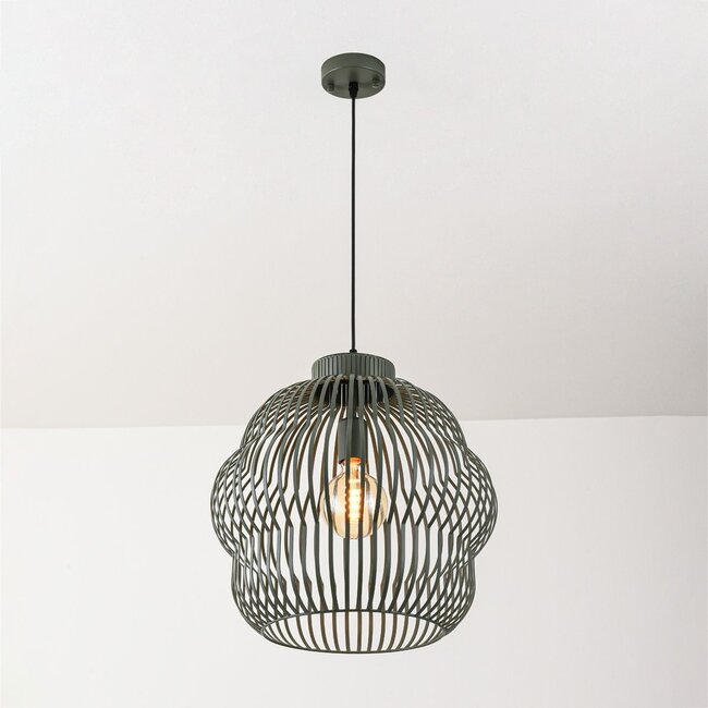 Pendant lamp Kavo in green metal Ø40 cm