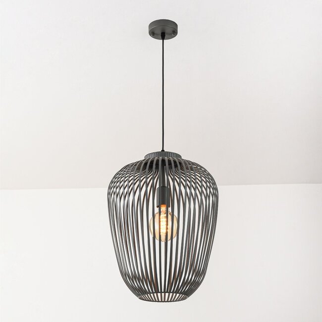 Pendant lamp Taro in dark grey metal Ø35 cm