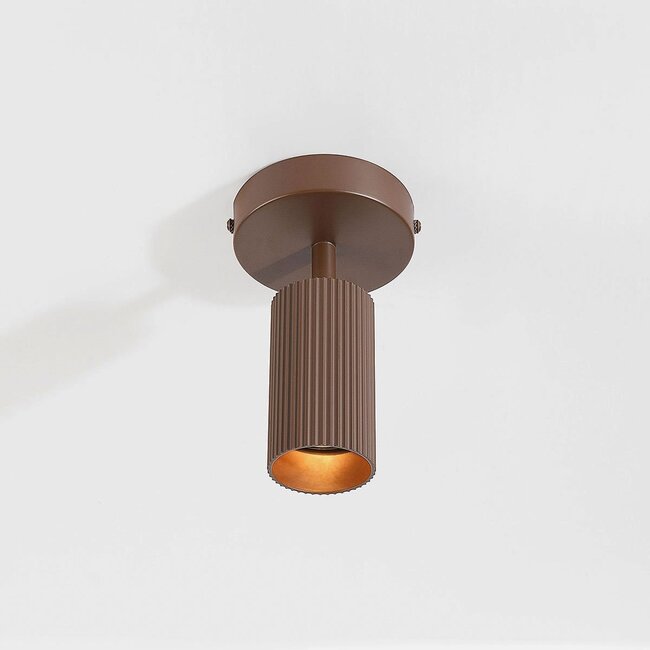 Ceiling light Blaze in ribbed brown with adjustable spot