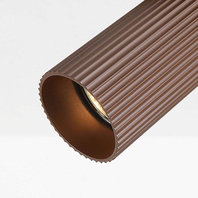 Ceiling light Blaze in ribbed brown with adjustable spot