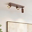 Ceiling lamp Blaze with 3 adjustable spotlights, ribbed brown