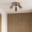 Round ceiling lamp Blaze with 3 adjustable spotlights, ribbed brown
