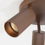Round ceiling lamp Blaze with 3 adjustable spotlights, ribbed brown