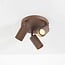 Round Blaze ceiling light with 3 adjustable spotlights - ribbed brown