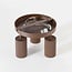 Round Blaze ceiling light with 3 adjustable spotlights - ribbed brown