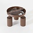Round ceiling light Blaze with 3 adjustable spotlights - ribbed brown