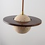 3-light pendant light with travertine (natural stone) and wood - Tona