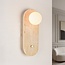 Wall light made of travertine (natural stone) and opal white glass - Onda