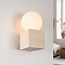 Square travertine wall light and opal white glass - Marno