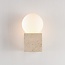 Wall lamp Marno - square travertine (natural stone) and milk-white glass