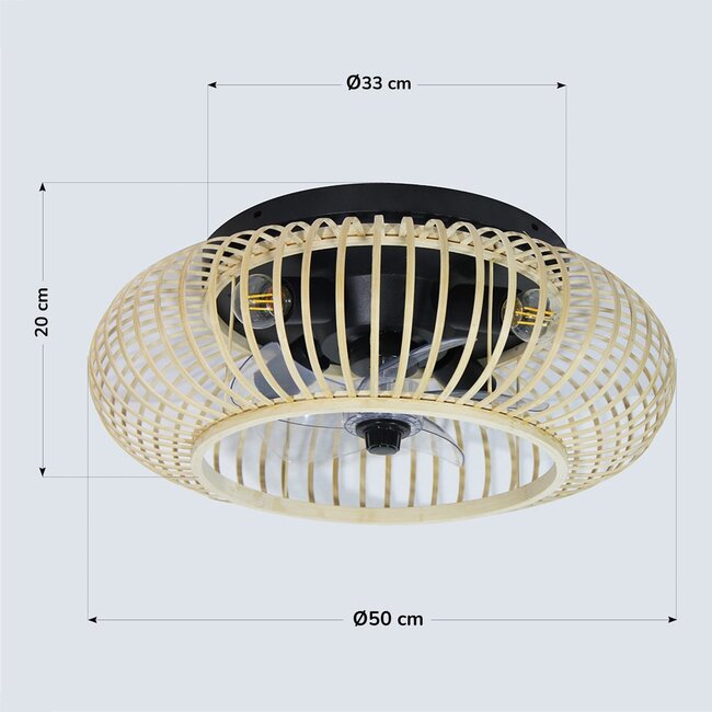 Summer/winter ceiling fans with bamboo frame - Paco