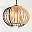Lofas black pendant light with open metal shade and beige fabric