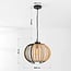 Lofas black pendant light with open metal shade and beige fabric