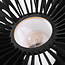 Wood ceiling light Roia with black slats, open round shape and diffuser