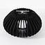 Wood ceiling light Roia with black slats, open round shape and diffuser