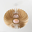 Pendant light Rorka with wooden slats, open round shape and diffuser