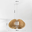 Pendant light Rorka with wooden slats, open round shape and diffuser