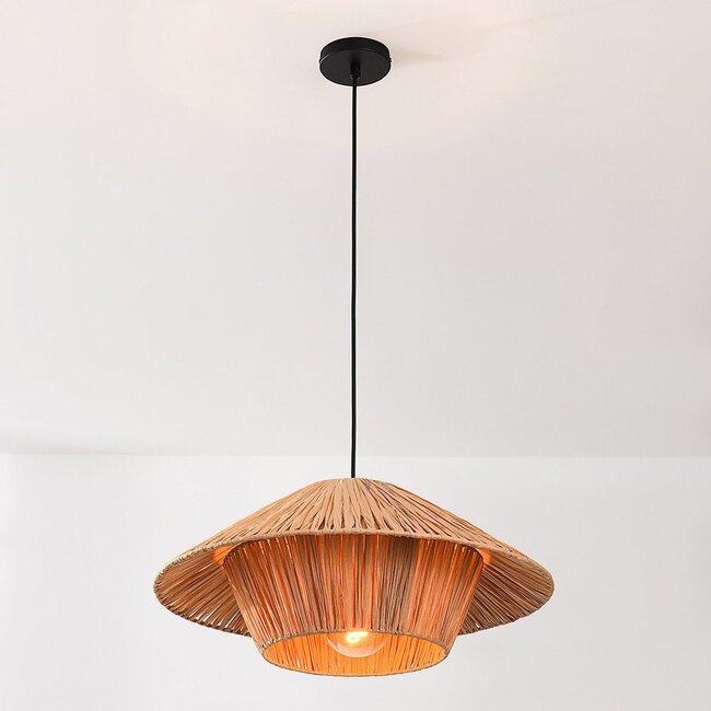 Raffina Pendant Light made of layered raffia paper