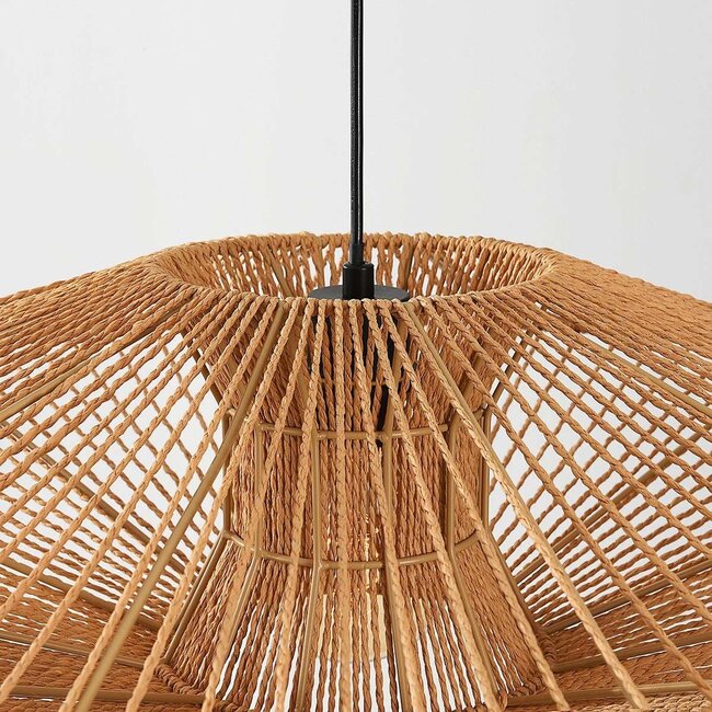 Pendant light Orana with double hand-woven paper shade in natural