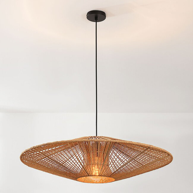 Pendant light Orana with double hand-woven paper shade in natural