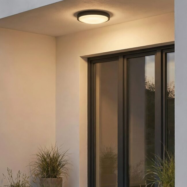 Modern outdoor wall light Samuel with sensor - anthracite 20W