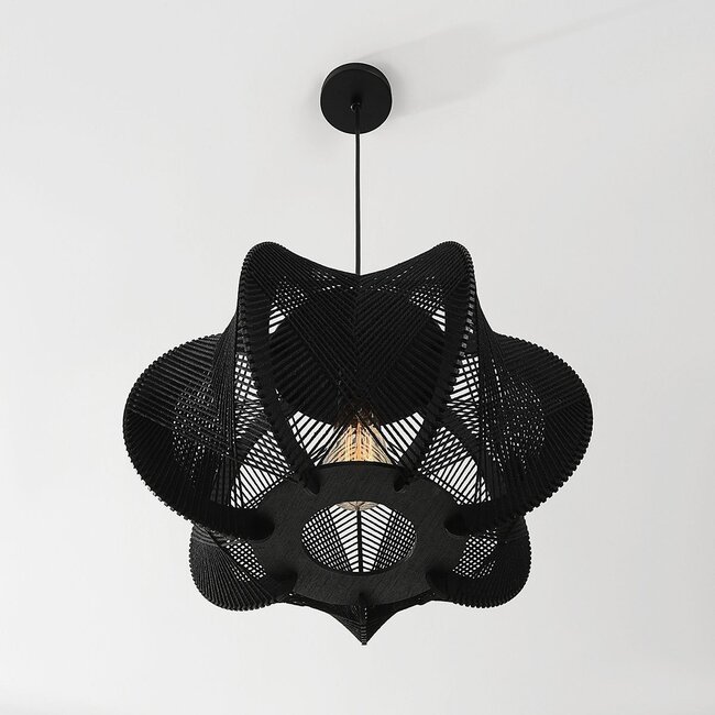 Wildlum pendant light made of cotton rope in black