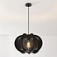 Pendant light Wildlum in black cotton rope