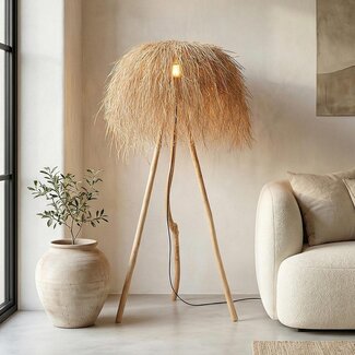 Boho floor lamp Sunroot made of rattan