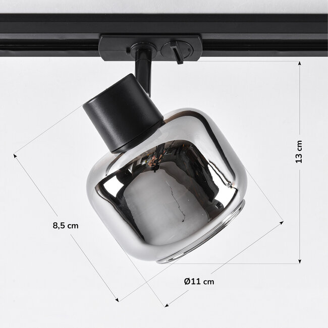 1-phase track spotlight Juna, smoked glass